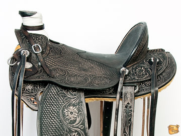 Western Horse Wade Saddle American Leather Ranch Roping Antique Black